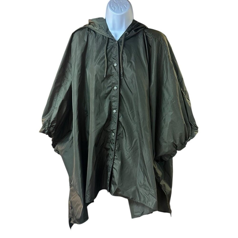 Aspesi Hooded Rain Poncho Jacket Dark Green Size Medium NWT